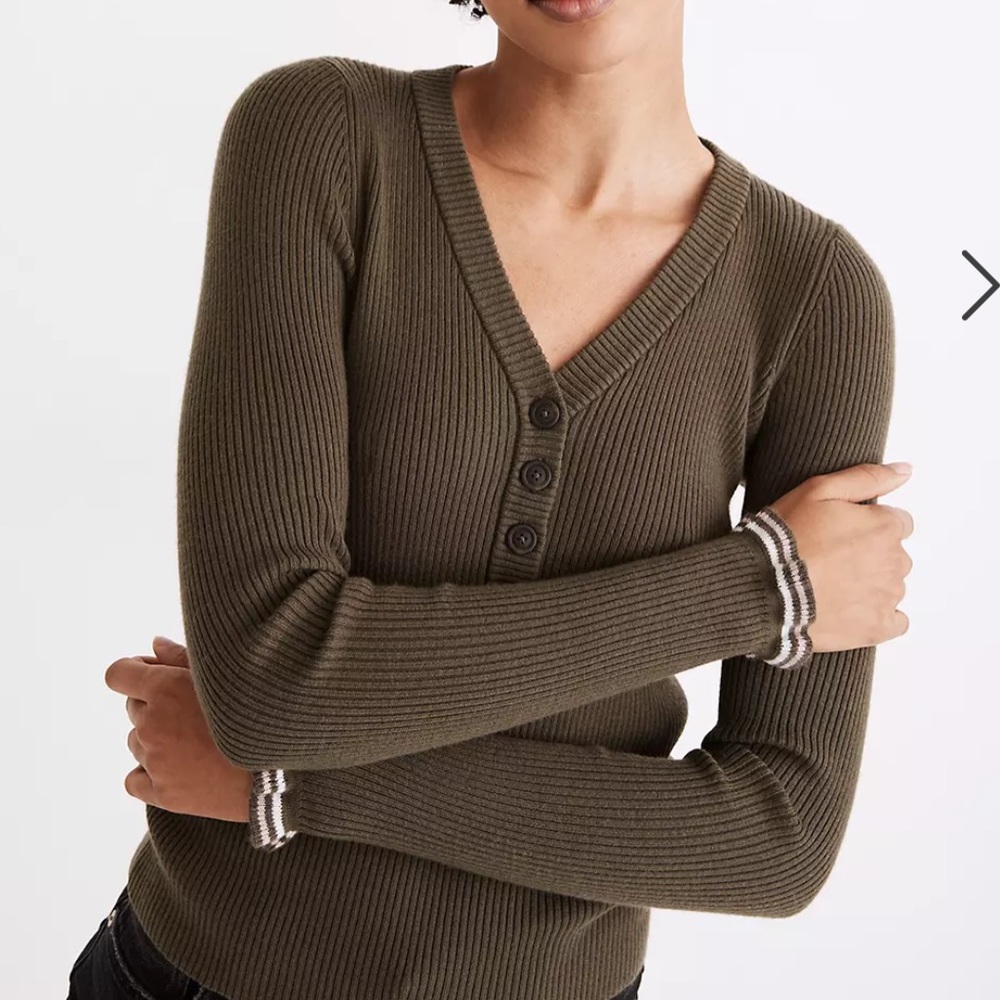 NWT Madewell ruffle cuff Henley sweater size XXS